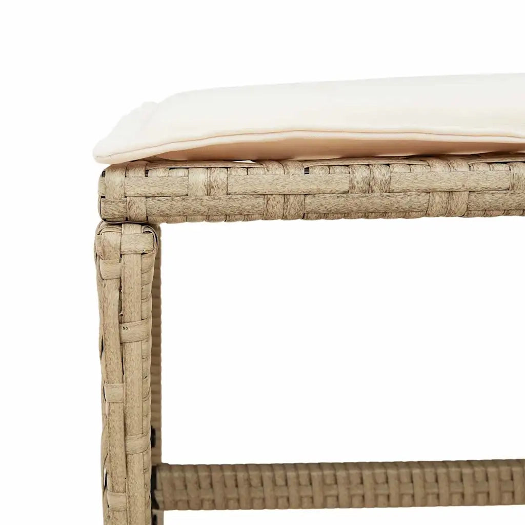 Sgabelli Giardino con Cuscini 4 pz Beige 41x41x36cm Polyrattan CFW2299516