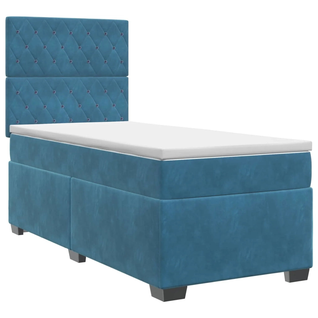 Letto box spring con materasso Blu 90 x 190 cm Velluto 3453546