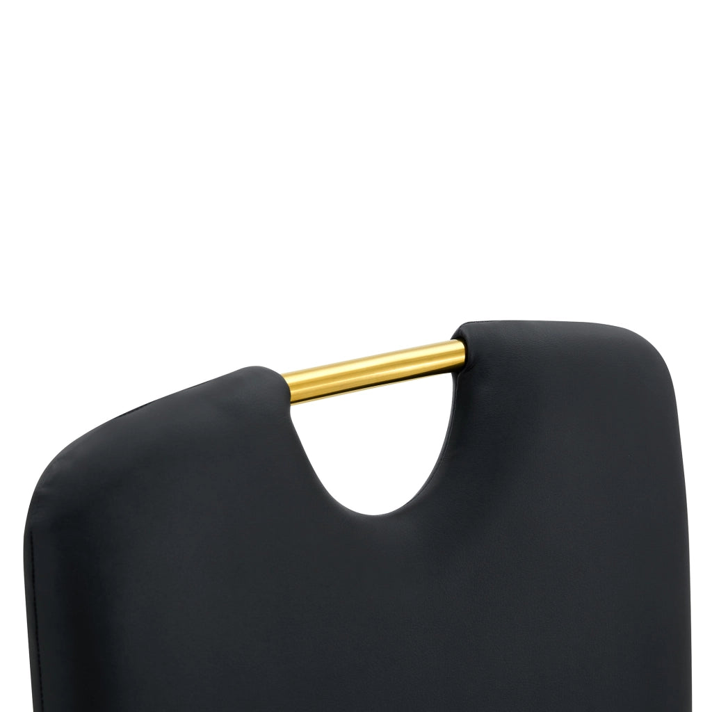 Sedia da pranzo in PU nero con schienale ergonomico e piedini antiscivolo per sala da pranzo studio e ufficio