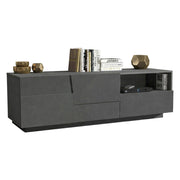 Mobile porta TV Cecia, Credenza bassa da soggiorno con 2 ante e 1 cassetto, Base porta TV, 150x44h46 cm, Antracite