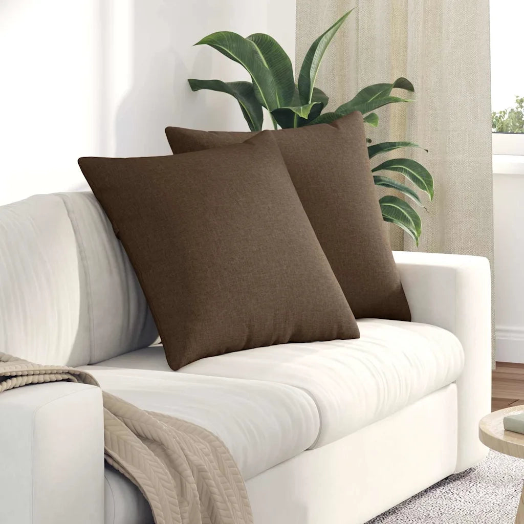 Cuscini da Divano 2 pz | Cuscini per sedie Marrone 60 x 60 cm Tessuto