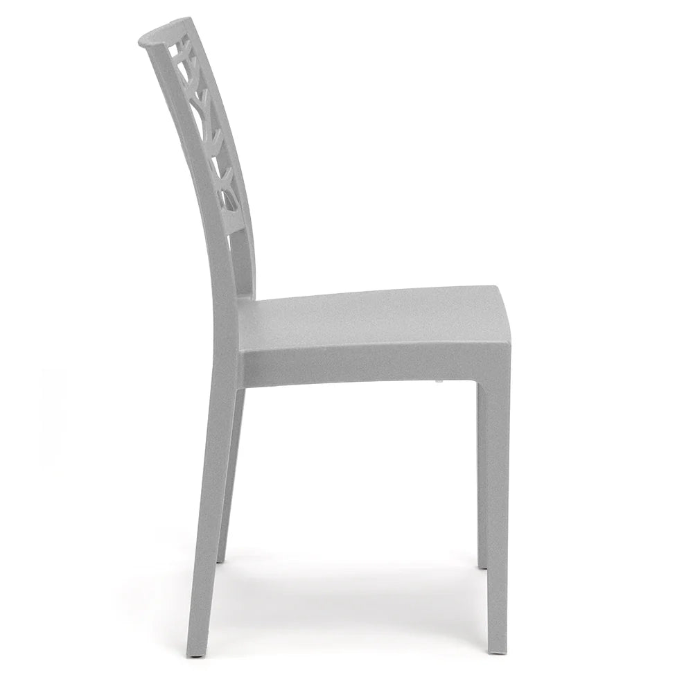 Set 6 sedie in polipropilene TETI, impilabile, resistente ai raggi UV, design moderno, ideale per sala da pranzo, cucina, sala d’attesa, bar, ristoranti o giardino, colore Cemento
