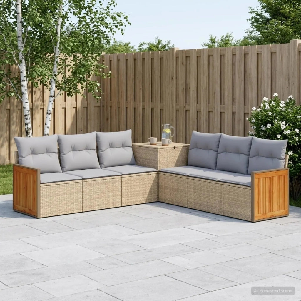 Set di divani 7 pz Beige e Grigio Chiaro 3448893