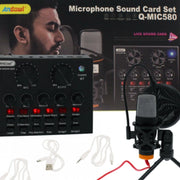 Trade Shop - Microfono A Condensatore Q-mic580 Schede Audio Bluetooth Filtro Anti-pop Con Base -