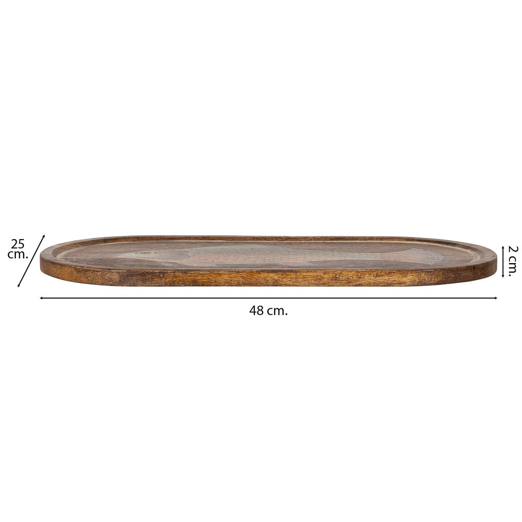Vassoio in legno marrone 48x2x25 cm