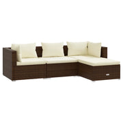 Set Divani da Giardino 4 pz | Set Salotto da Giardino con Cuscini in Polyrattan Marrone