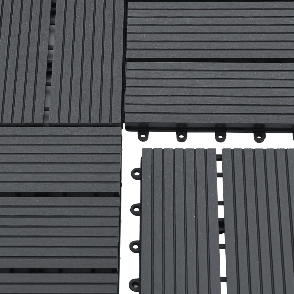 Set di 11 piastrelle da giardino in legno composito 1 m² 30 x 30 x 2,2 cm grigio scuro 03_0006874