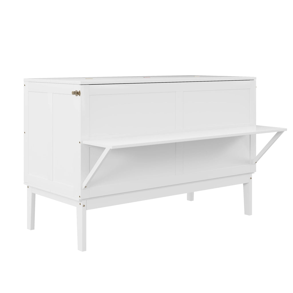 Letto pieghevole a parete matrimoniale 140×200 cm con rete; salvaspazio; senza materasso; legno; bianco