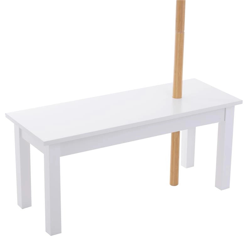 PANCA CON APPENDIABITI IN BAMBÙ 80 X 30 X 180 CM COLORE BIANCO E LEGNO