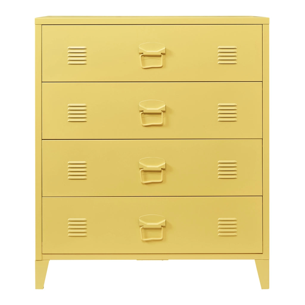 Cassettiera Hämeenlinna Comò in Acciaio con 4 Cassetti 92 x 80 x 40 cm Giallo [en.casa]