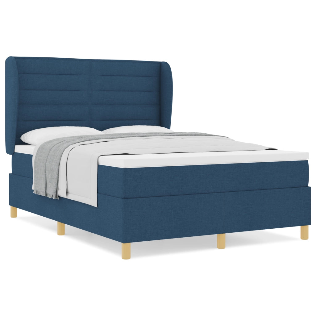 Letto Box Spring con Materasso Blu 140x200 cm Tessuto
