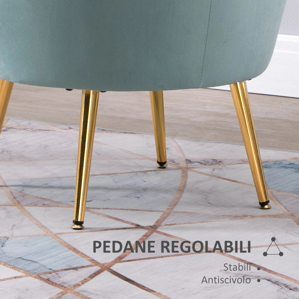 Poltrona Vintage in Velluto ¨C Zephmum ¨C Verde 76x67x74 cm