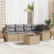 Set da Giardino 6 Pezzi con Cuscini Rattan Sintetico Nero