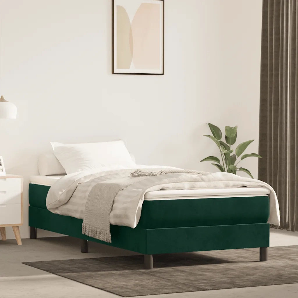 Struttura Letto a Rete a Molle-Giroletto Verde Scuro 90x190 cm in Velluto 672934
