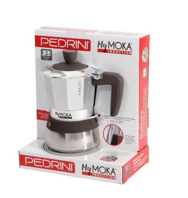 PEDRINI MY MOKA CAFFETTIERA 3 TAZZE INDUZIONE ACCIAIO INOX SILICONE BLU NOTTE