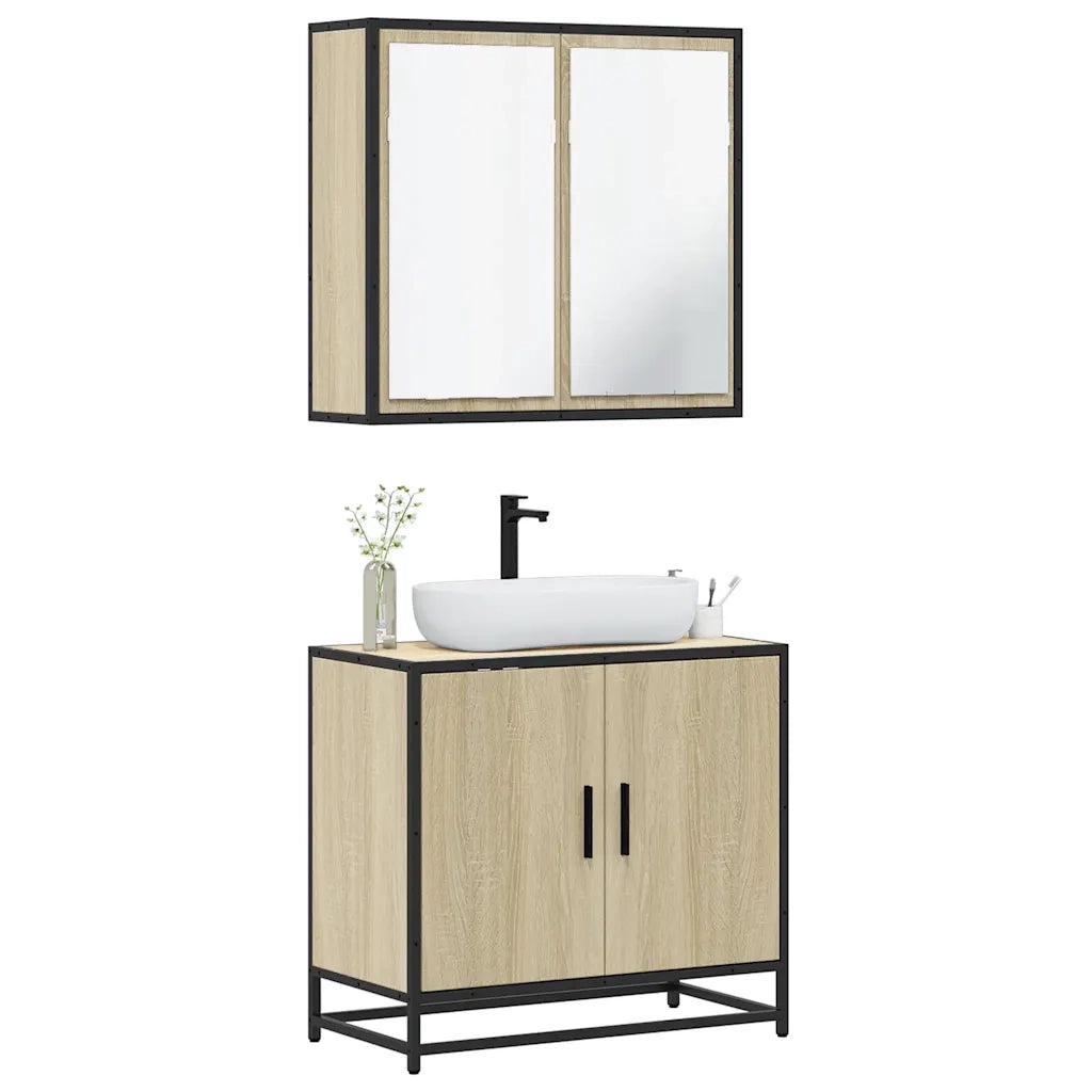 Set Mobili da Bagno 2 pz Rovere Sonoma in Legno Multistrato 3300886