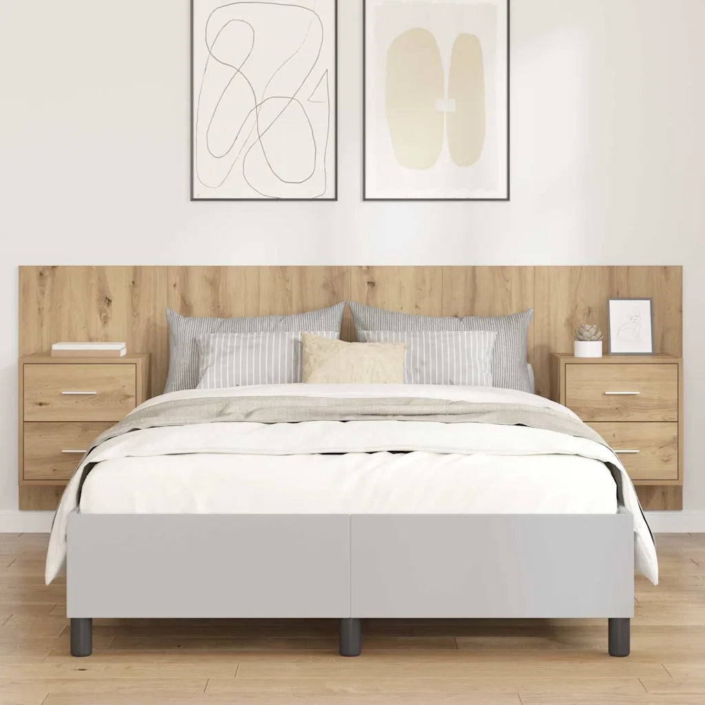 Testata con Comodino 3 pcs Rovere artigianale Legno multistrato