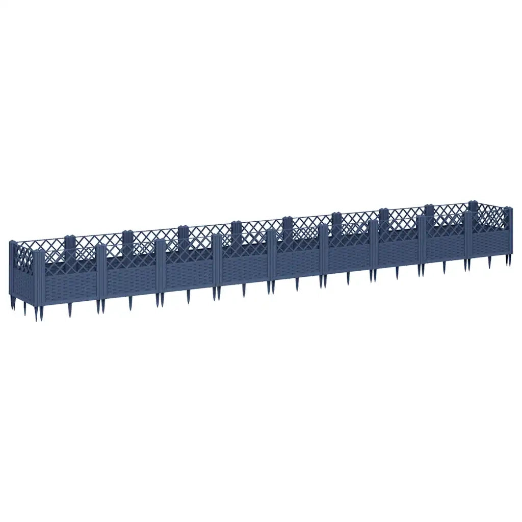 Fioriera | Cassetta per fiori | Vaso Giardino Picchetti Grigio Blu 363,5x43,5x43,5 cm PP