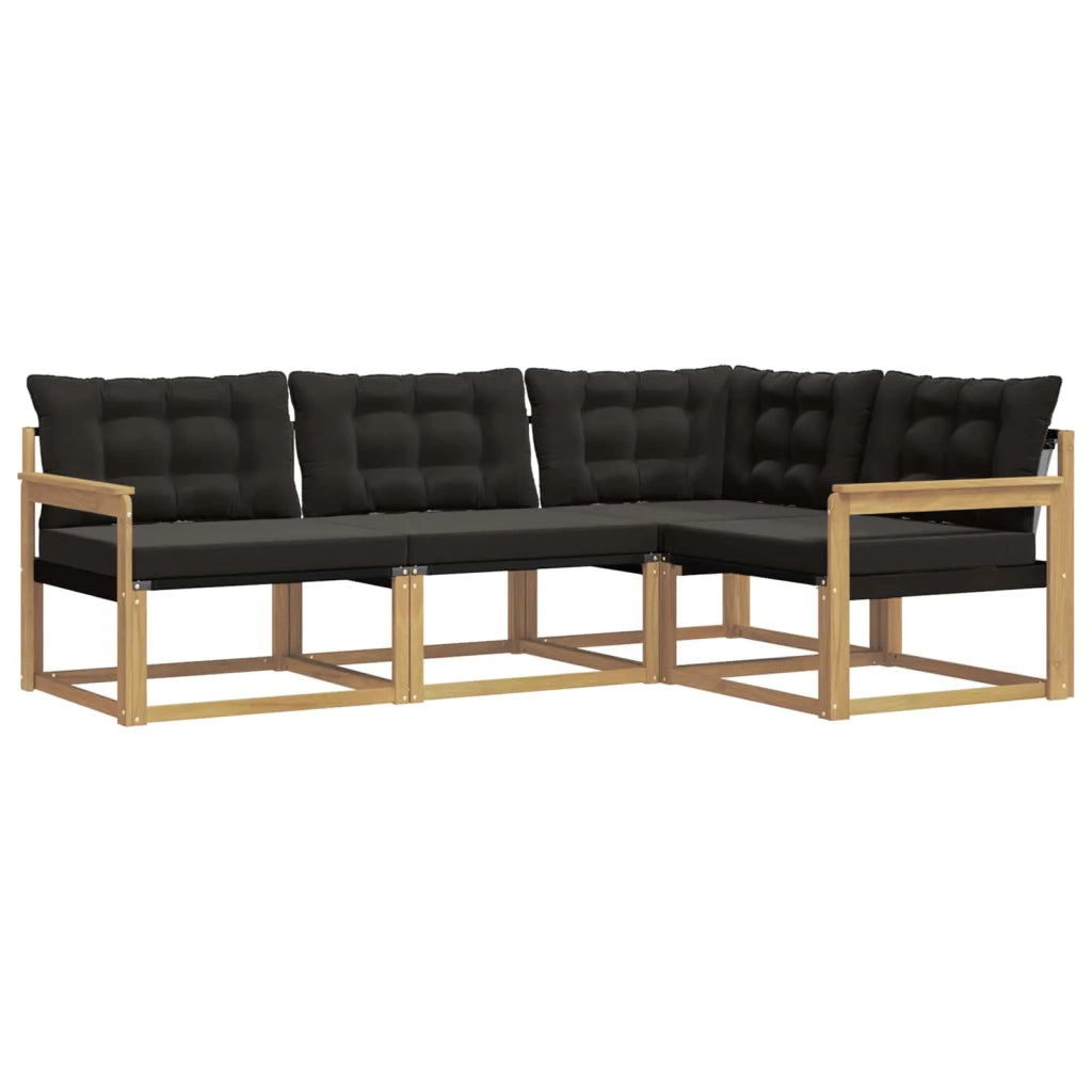 Set di divani da esterno con cuscino 4 pcs Bianco e Nero