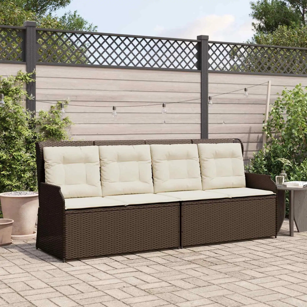 Panchina da giardino con cuscino Nero e Bianco Crema polyrattan