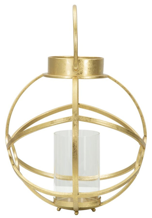 Portacandele Glam Ox Ø29x42,5 cm in Ferro e Vetro Oro