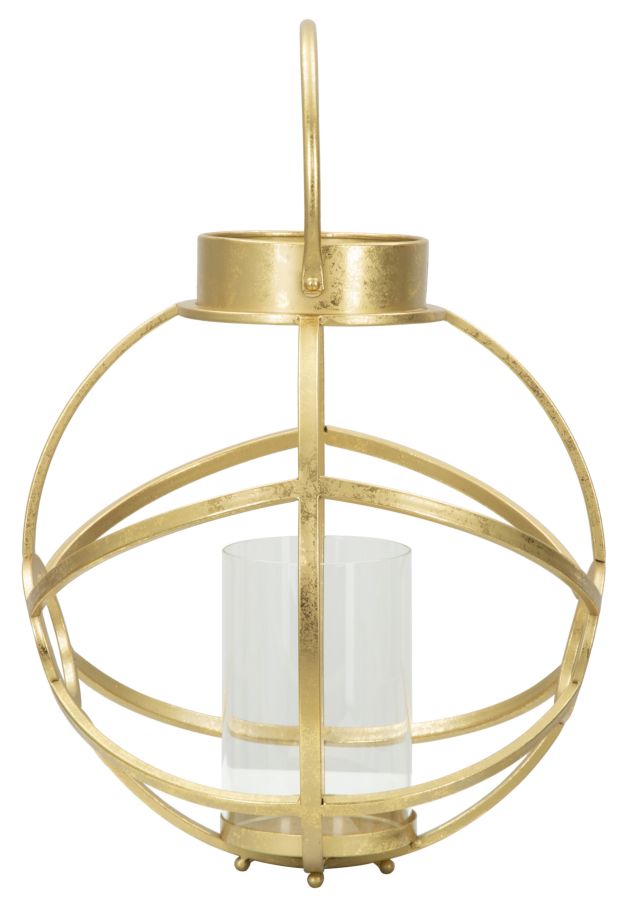 Portacandele Glam Ox Ø29x42,5 cm in Ferro e Vetro Oro