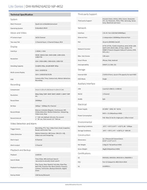 16Ch Nvr PoE 4K 200Mbps Smart H.265 NVR4216-16P-4KS2 - Dahua