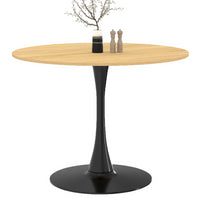 IDMarket - DALIA Mesa de comedor para 6 personas con patas de madera y tulipán negro 110 cm