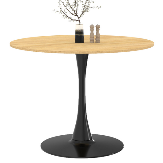 IDMarket - DALIA Mesa de comedor para 6 personas con patas de madera y tulipán negro 110 cm