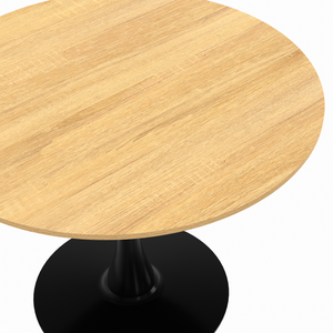 IDMarket - DALIA Mesa de comedor para 6 personas con patas de madera y tulipán negro 110 cm