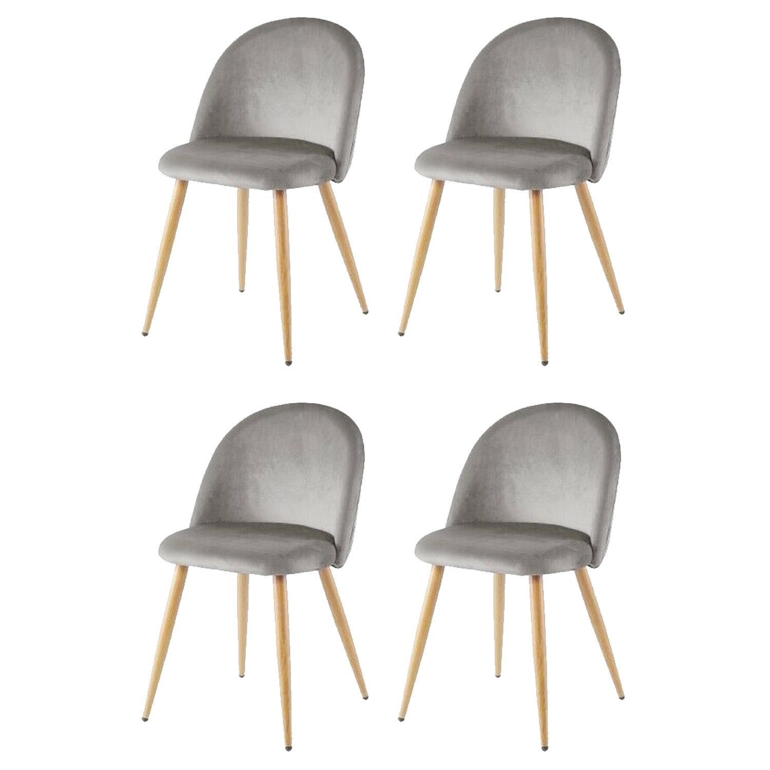 Dalila - Set di 4 poltroncine in velluto con piedi in metallo. Sedie da pranzo moderne per studio o cucina poltroncine da letto colore Grigio