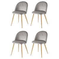 Dalila - Set di 4 poltroncine in velluto con piedi in metallo. Sedie da pranzo moderne per studio o cucina poltroncine da letto colore Grigio