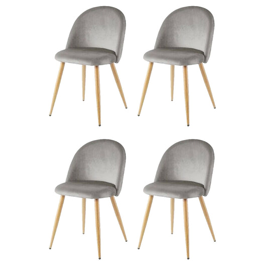 Dalila - Set di 4 poltroncine in velluto con piedi in metallo. Sedie da pranzo moderne per studio o cucina poltroncine da letto colore Grigio