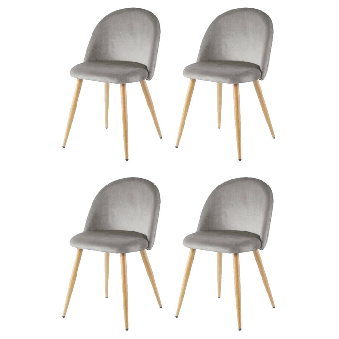 Dalila - Set di 4 poltroncine in velluto con piedi in metallo. Sedie da pranzo moderne per studio o cucina poltroncine da letto colore Grigio