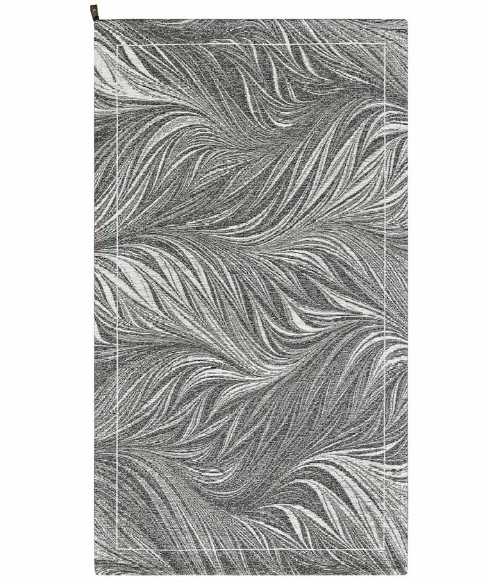 Tappeti Arredo DALLAS GRIGIO disegno moderno con foglie felce, multiuso lavabile antiscivolo cm.65x110 (Coppia)