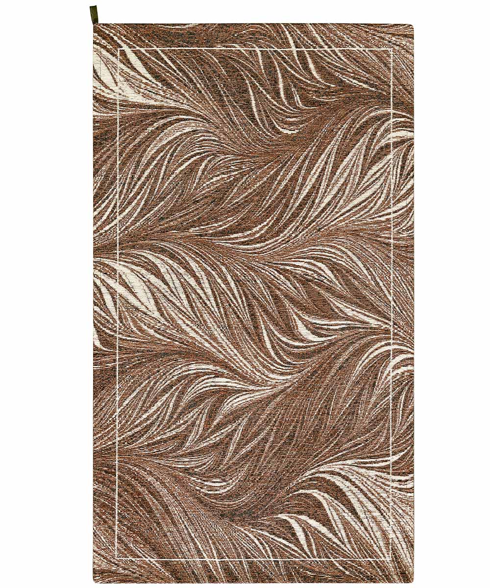 Tappeto Arredo DALLAS MARRONE disegno moderno con foglie felce, multiuso lavabile antiscivolo cm.175x240