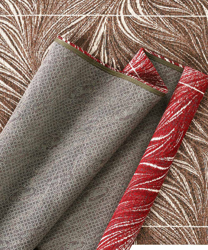 Tappeto Arredo DALLAS GRIGIO disegno moderno con foglie felce, multiuso lavabile antiscivolo cm.175x240