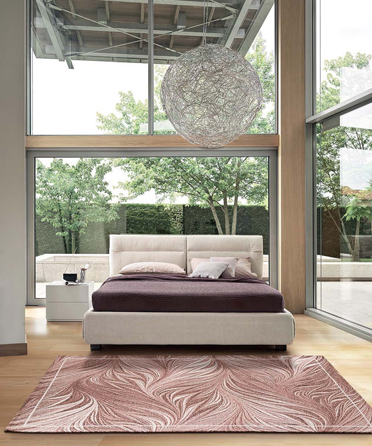 Tappeto Arredo DALLAS CIPRIA rosa disegno moderno con foglie felce, multiuso lavabile antiscivolo cm.175x240