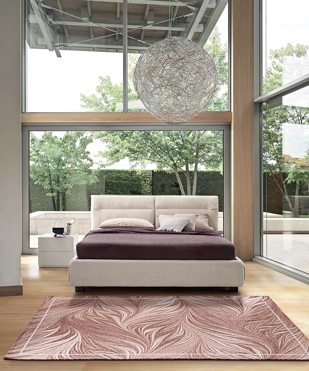 Tappeti Arredo DALLAS CIPRIA rosa disegno moderno con foglie felce, multiuso lavabile antiscivolo cm.65x110 (Coppia)