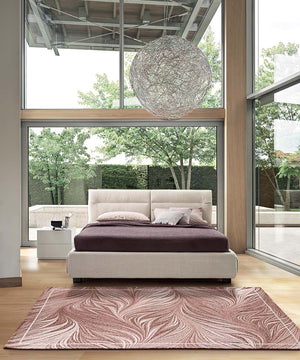 Tappeti Arredo DALLAS CIPRIA rosa disegno moderno con foglie felce, multiuso lavabile antiscivolo cm.65x110 (Coppia)