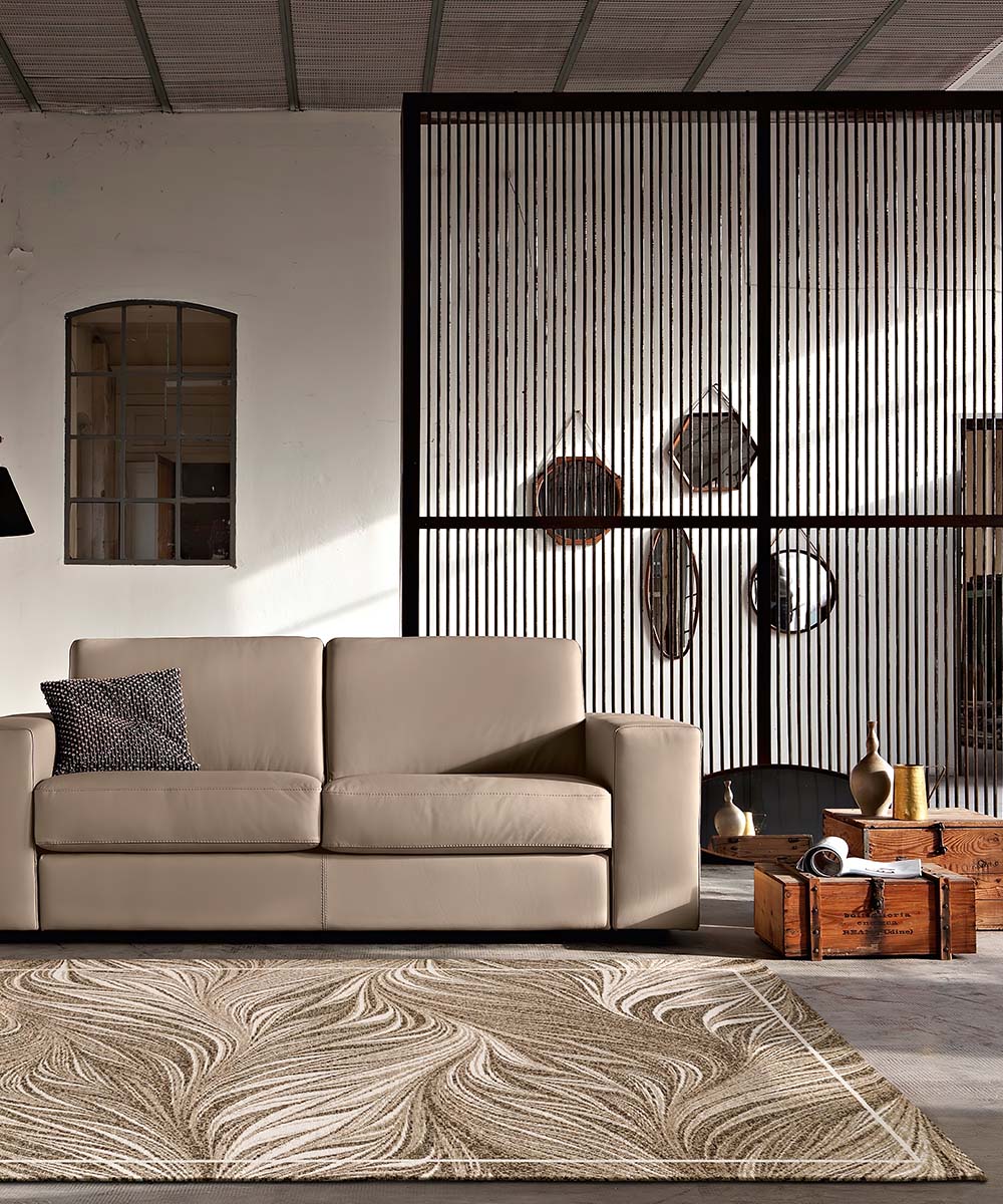 Tappeto Arredo DALLAS TORTORA disegno moderno con foglie felce, multiuso lavabile antiscivolo cm.175x240