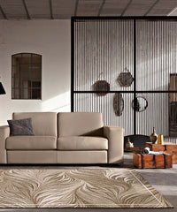 Tappeto Arredo DALLAS TORTORA disegno moderno con foglie felce, multiuso lavabile antiscivolo cm.175x240