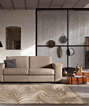 Tappeto Arredo DALLAS TORTORA disegno moderno con foglie felce, multiuso lavabile antiscivolo cm.115x175