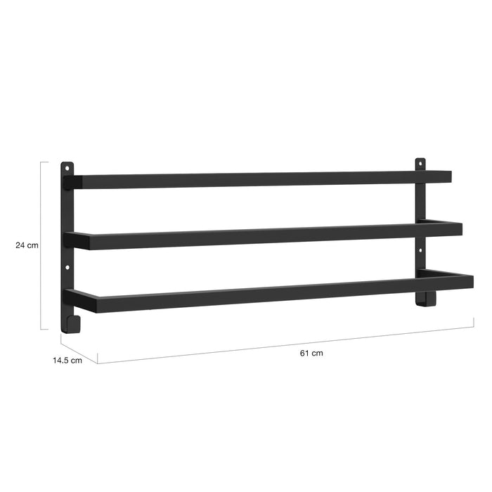 IDMarket - DALLAS portasalviette a muro a 3 livelli in metallo nero dal design industriale