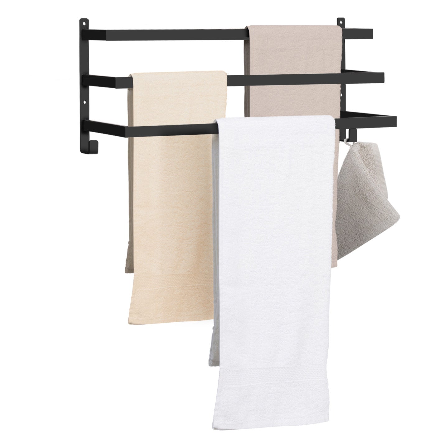 IDMarket - DALLAS portasalviette a muro a 3 livelli in metallo nero dal design industriale