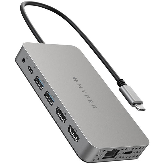 Targus duel hdmi 10-in1 docking station universale per laptop 4x usb 3.2 / 2x hdmi dual display 4k acciaio inossidabile + power delivery 100w - HDM1H-GL