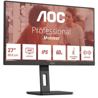Aoc e3 u27e3uf monitor pc 68,6 cm (27") 3840 x 2160 pixel 4k ultra hd led nero