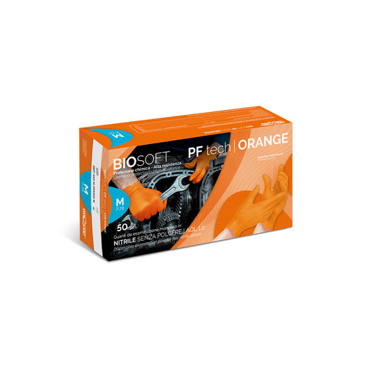 RAYS GUANTI NITRILE MONOUSO NO POLVERE TAGLIA "XL" 50pz GLOVELY BIOSAFE PF TECH DARNIORANGE_XL