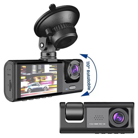 Trade Shop - Dash Cam Telecamera A 3 Vie Anteriore Dvr Auto A 3ch Hd 1080p Registratore Videocamera -