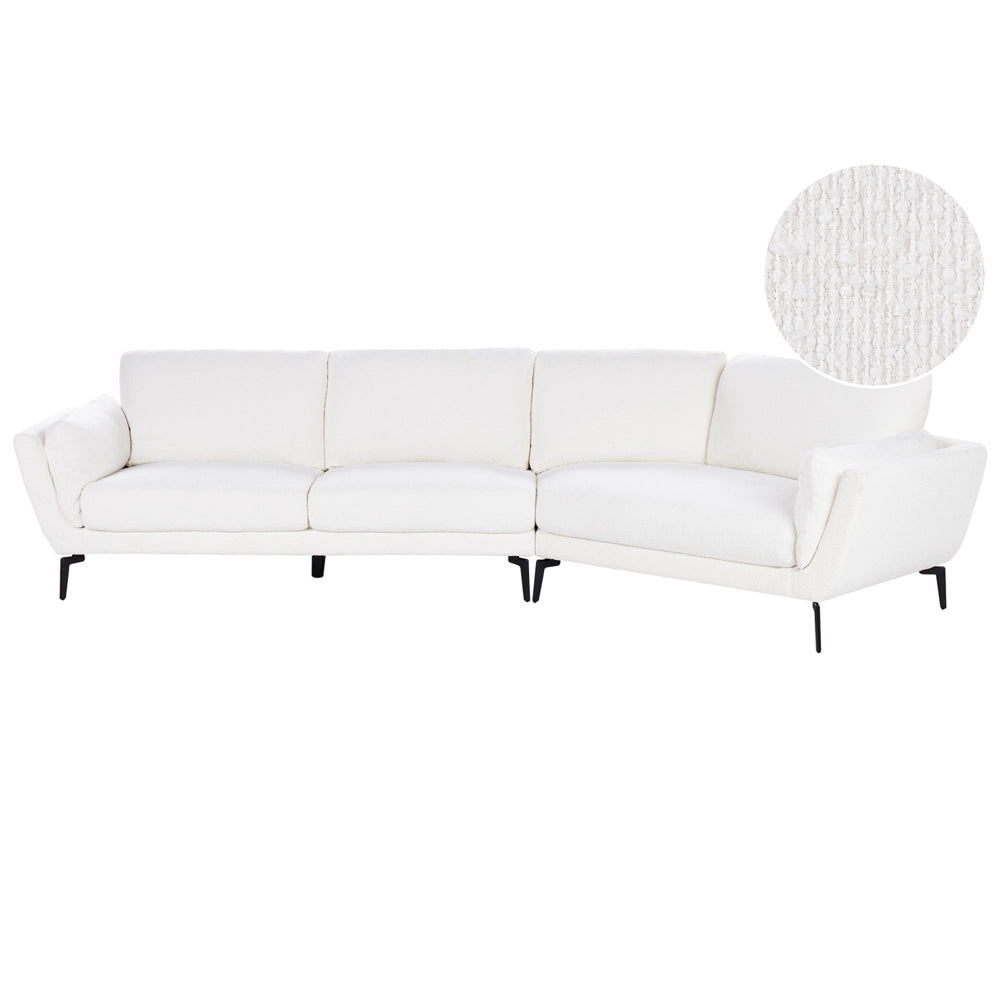 Divano a 3 posti in tessuto bouclè bianco con schienale imbottito elegante moderno minimalista